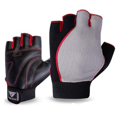 Weight Lifting Gym Fitness Crossfit Workout Leather Body Building Gloves Black/Red