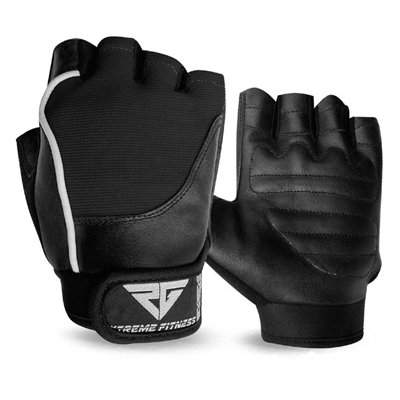 Weight Lifting Gloves Leather Gym Fitness Body Building Unisex Design Gloves All Black