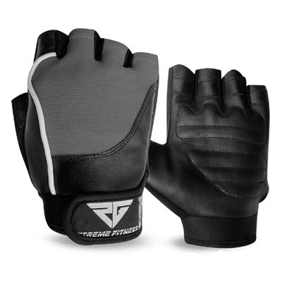 Weight Lifting Gloves Leather Gym Fitness Body Building Unisex Design Gloves Black/Grey