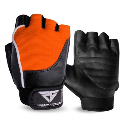 Weight Lifting Gloves Leather Gym Fitness Body Building Unisex Design Gloves Black/Orange