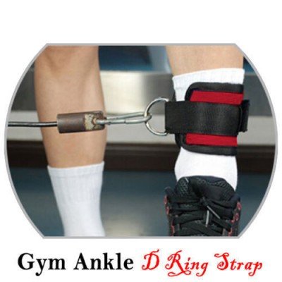 Weight Lifting Gym Ankle D Ring Strap Pulley Cable Attachment Leg Thigh Exercise - Black/Fluorescent
