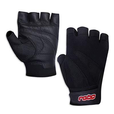 Weight Lifting Half Finger Gloves Leather Fully Padded Gym Workout Gloves Black