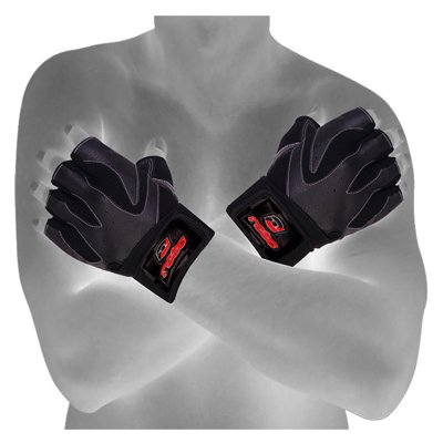 Weight Lifting Leather Gloves Gym Fitness Body Building Long Closure Strap Black