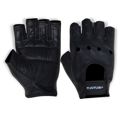  Weight Lifting Gloves Leather Gym Fitness Fingerless Body Building Gloves Black